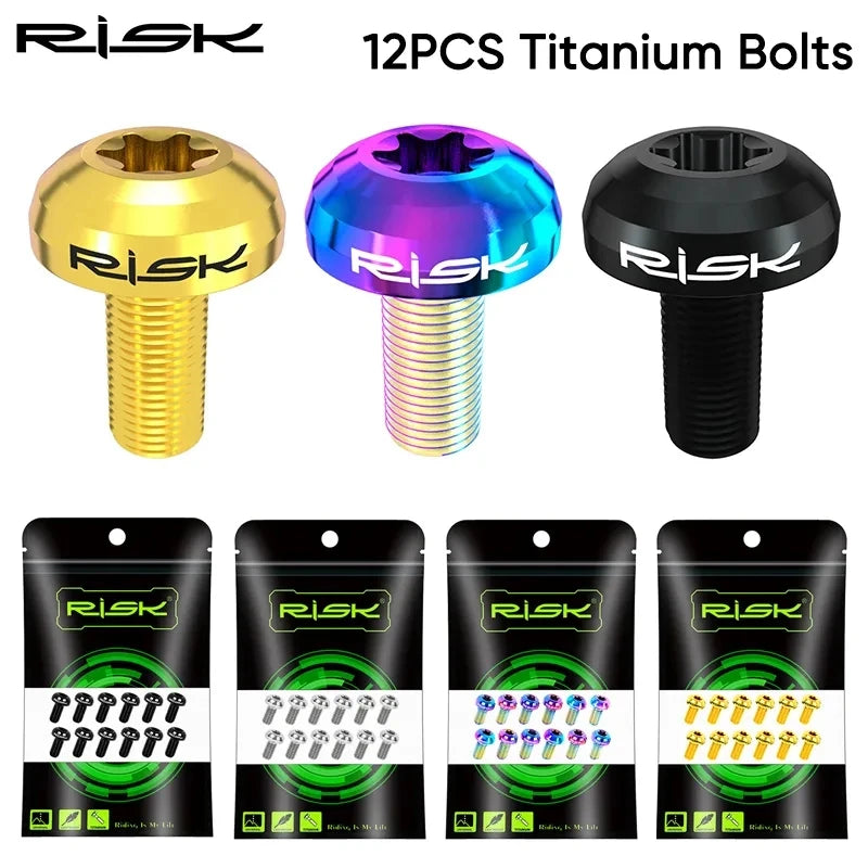 RISK Titanium Alloy Disc Rotor Bolts M5x10mm 12pcs Bike Screws Disc Rotor Bolts Nixie