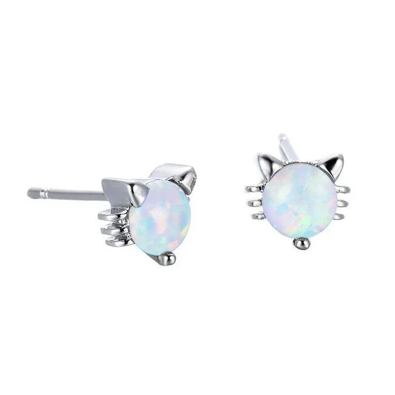 Opal Charm Drop Stud Earrings – Rhinestone Glass Accent Drop Stud Earrings Nixie