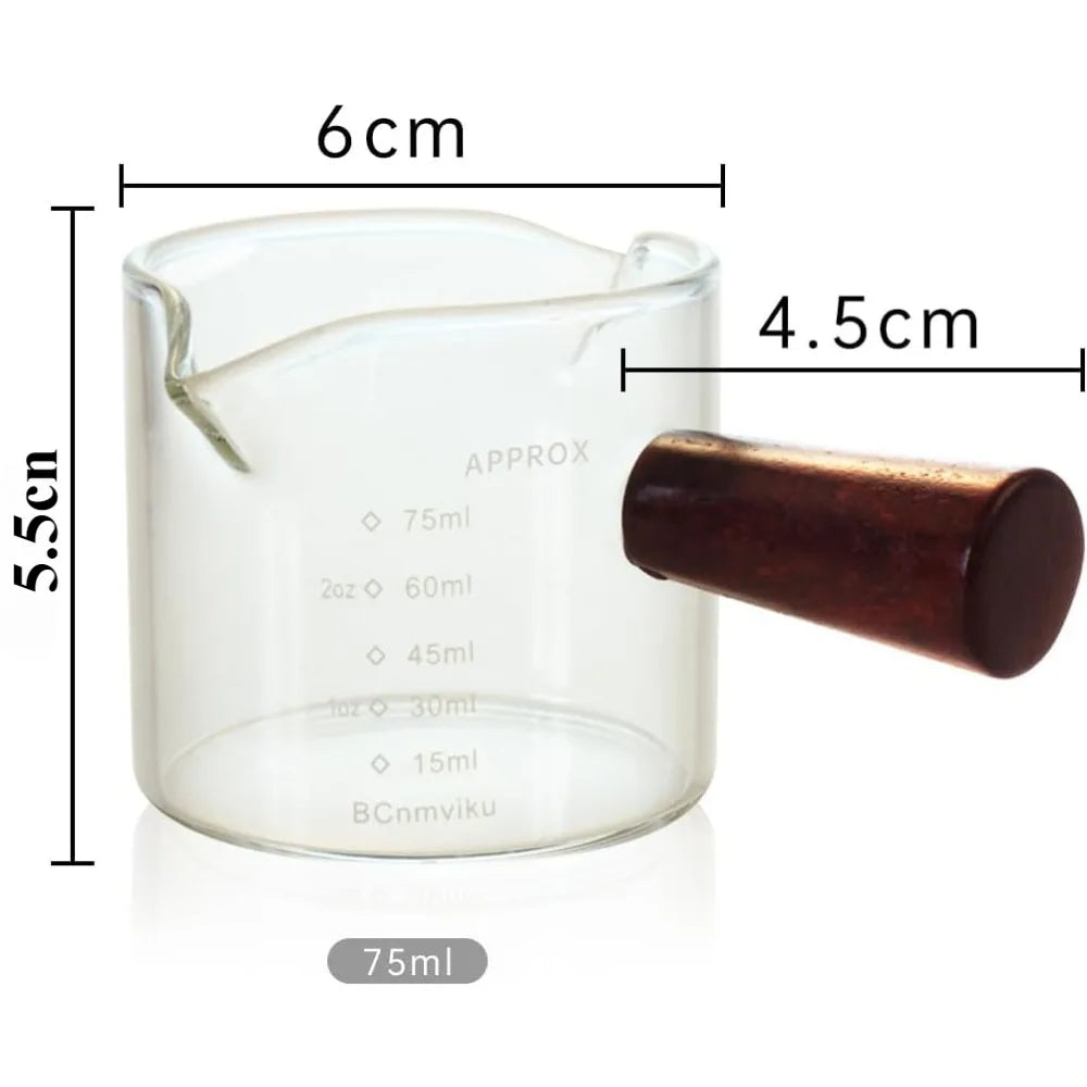 75ml Borosilicate Espresso Shot Glass with Wooden Handle Espresso Shot Glass Nixie