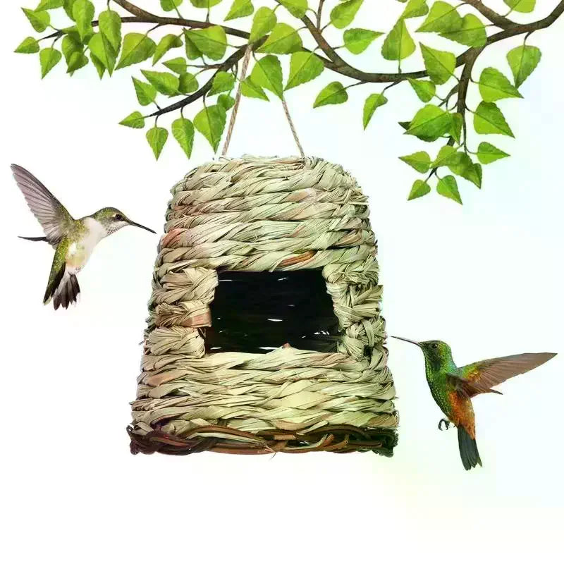 Natural Grass Woven Bird Hut – Outdoor Nesting Shelter Bird Nesting Hut Nixie