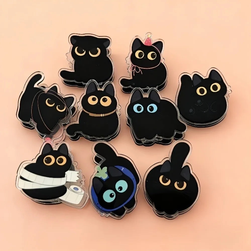8pcs Acrylic Black Cat Bag Clips – Food Seal & Stationery Food Storage Clips Nixie