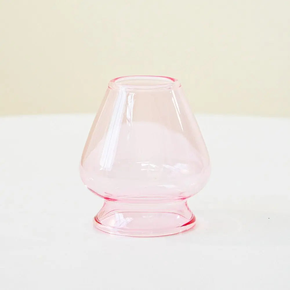 Glass Matcha Bowl Pink Bowknot Japanese Tea Set with Spout