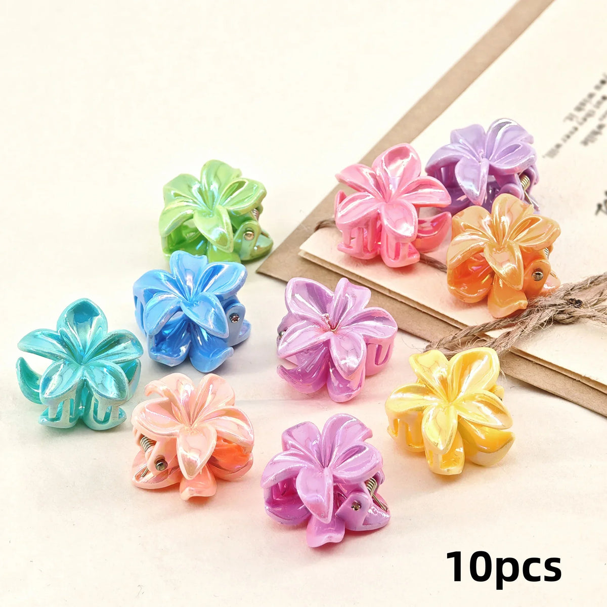 10pcs Daffodil Flower Hair Clips Y2K Bohemian Braiding Cuffs Floral Hair Clips Nixie A- 10PCS