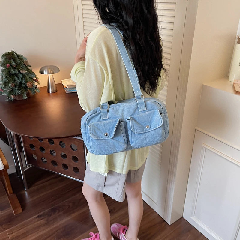 Vintage Denim Boston Bag – Women's Crossbody Shoulder Handbag Crossbody Shoulder Bag Nixie