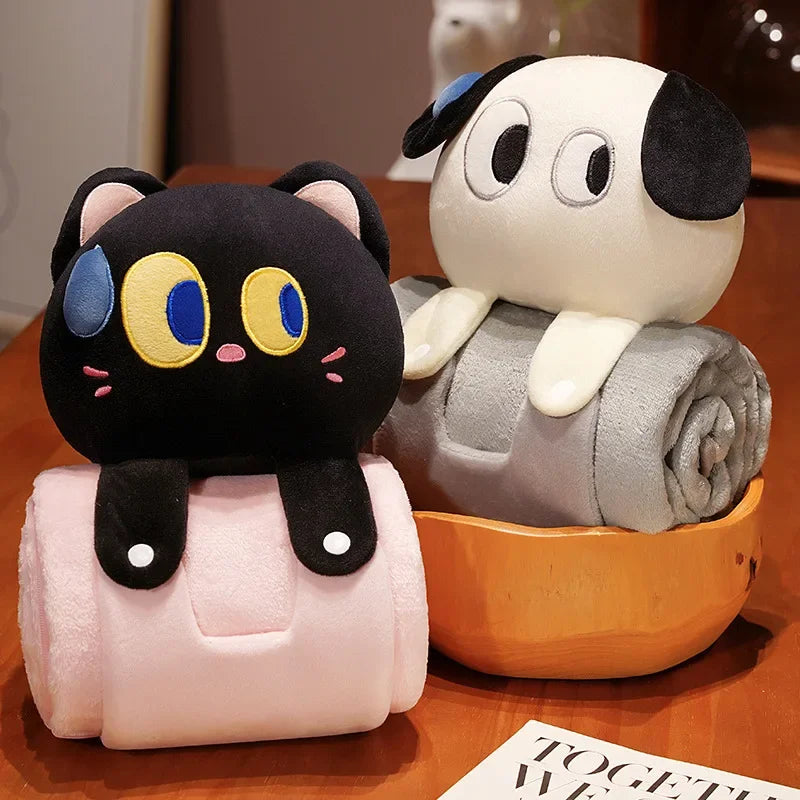 Cartoon 2-in-1 Throw Pillow Blanket – Soft Plush Foldable Nap Pillow Blanket Nixie