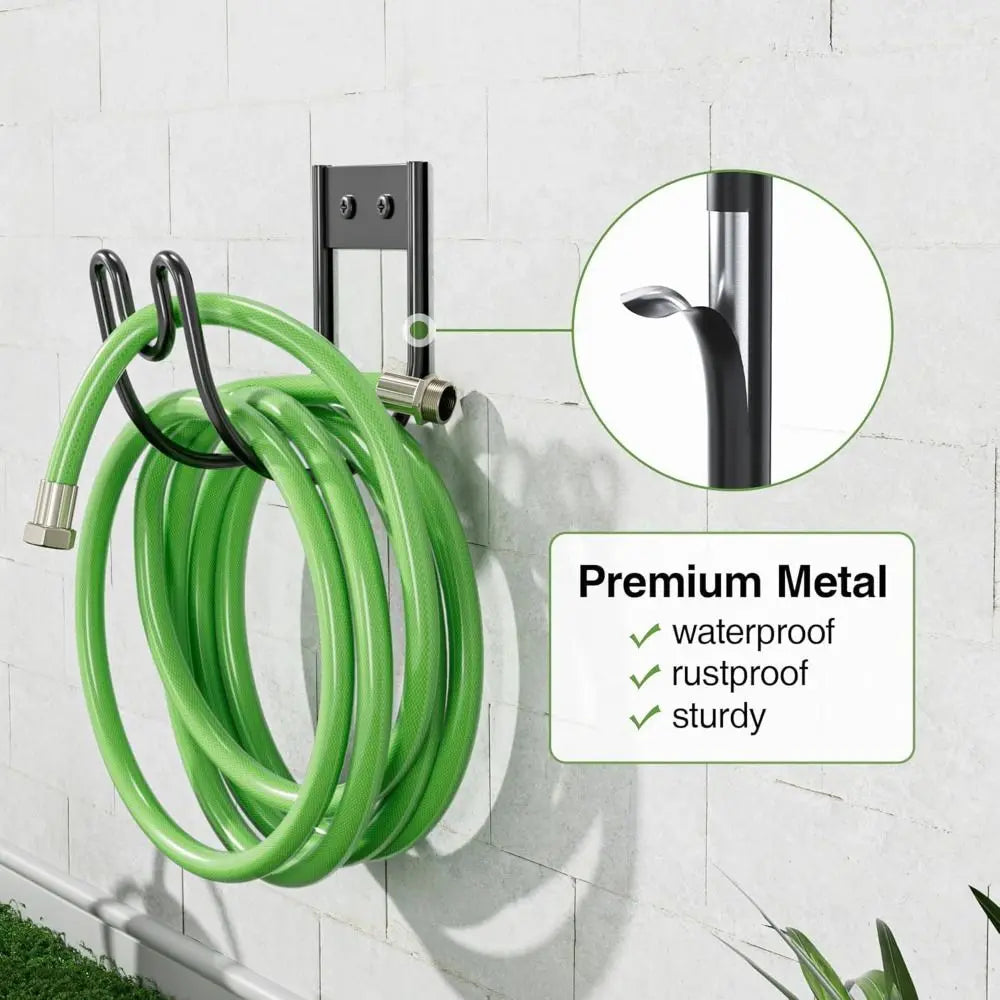 Wall Mounted Metal Garden Hose Hanger – Rust-Proof Hook Garden Hose Hanger Nixie