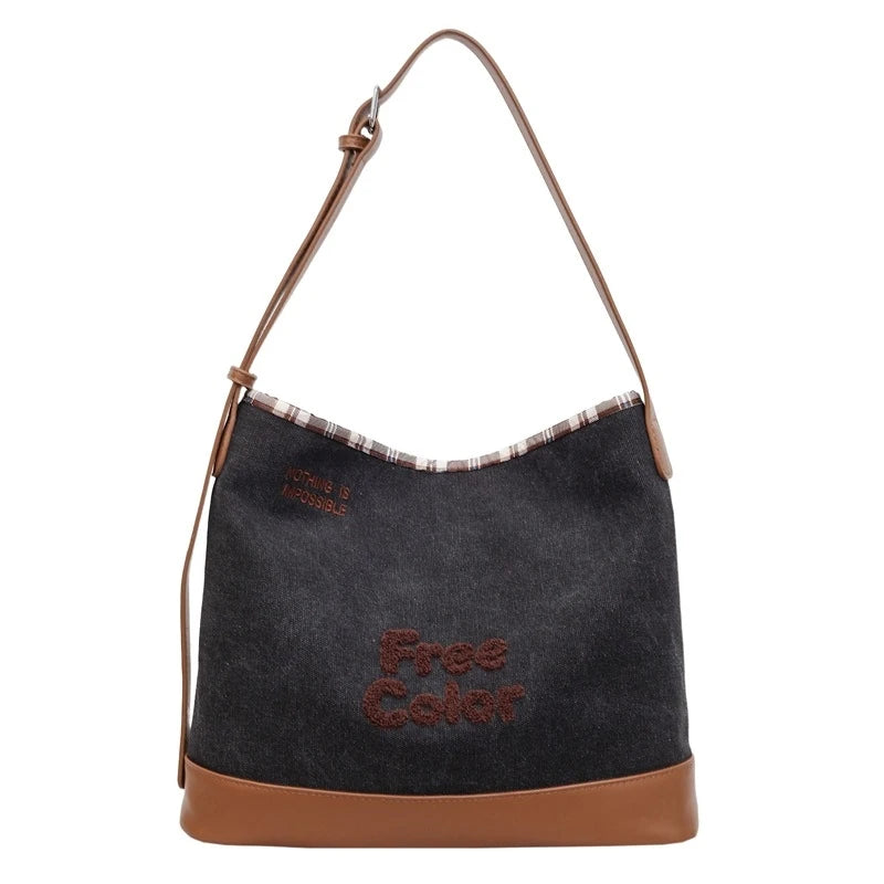 Caramel Embroidered Canvas Crossbody Shoulder Bag for Women Crossbody Shoulder Bag Nixie