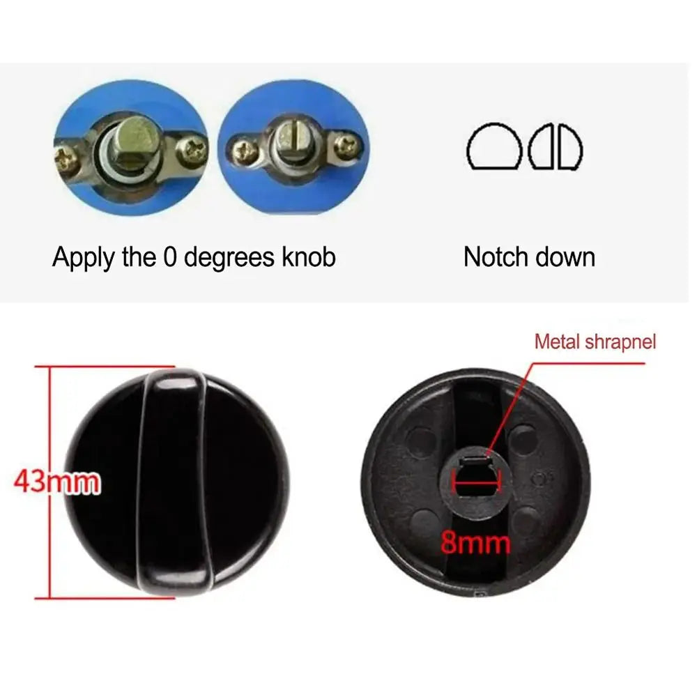 Gas Stove Control Knobs 8mm Replacement – 1, 2 or 5 Pack