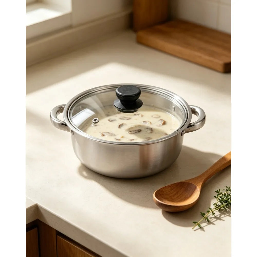 Stainless Steel Non-Stick Soup Pot – 26cm Double Bottom Pan Soup & Stock Pot Nixie