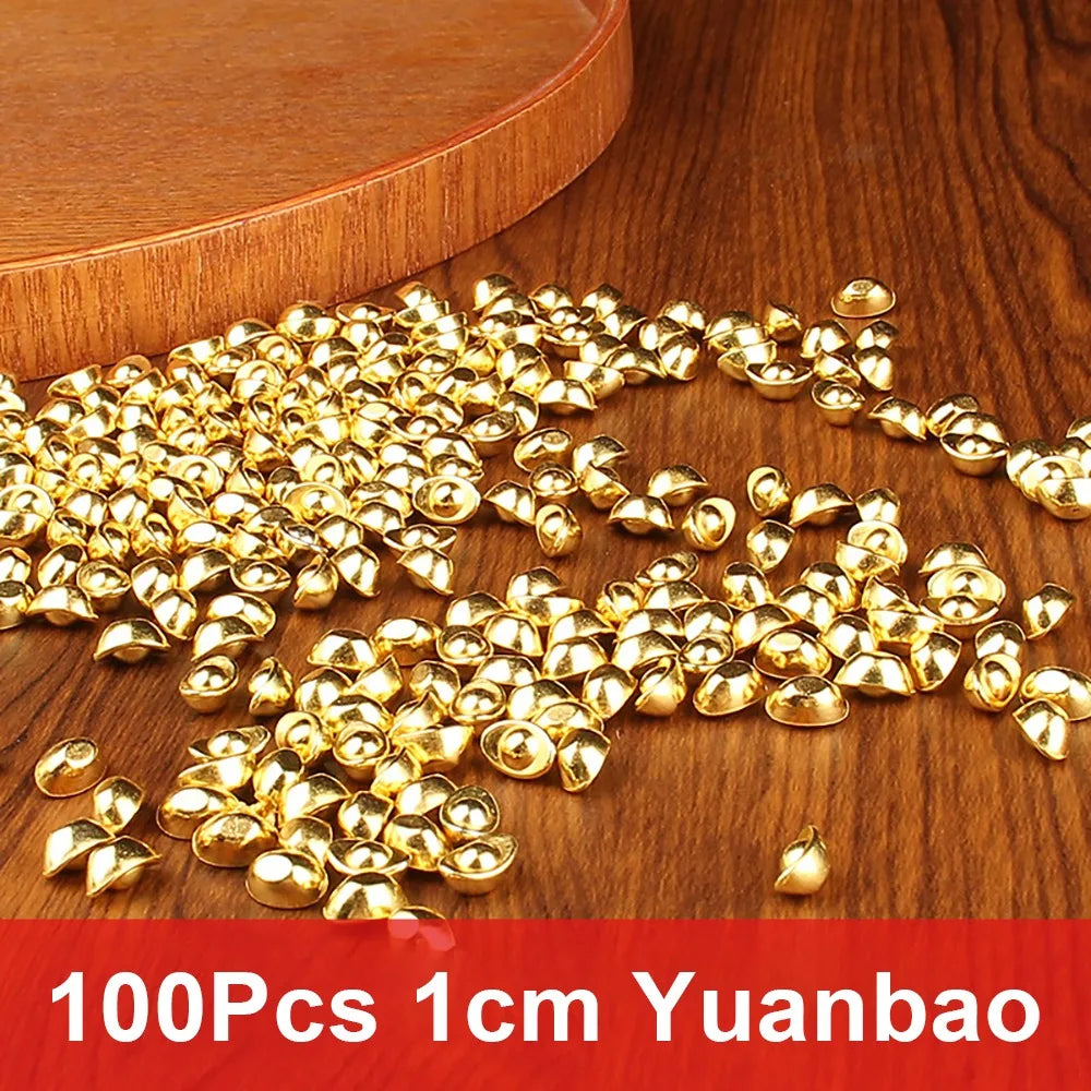 Brass Cornucopia Treasure Bowl – Good Luck Desktop Ornament Decorative Figurine Nixie 100Pcs Yuanbao