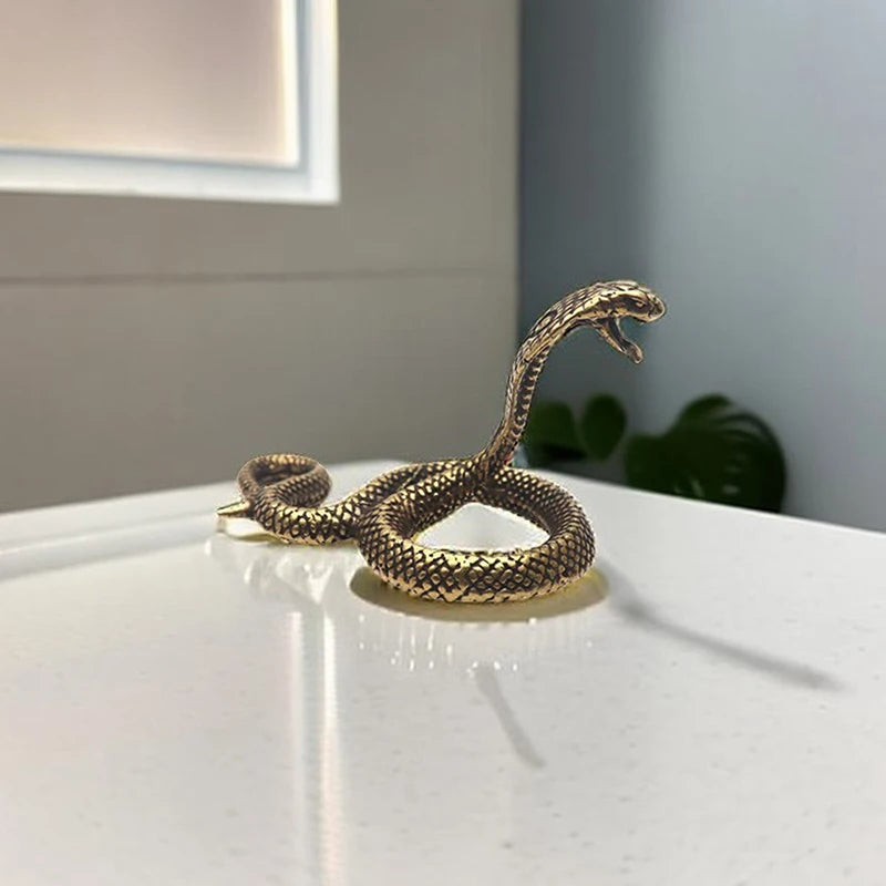 Copper Brass Mini Snake Figurine Antique Bronze Ornament Decorative Figurine Nixie