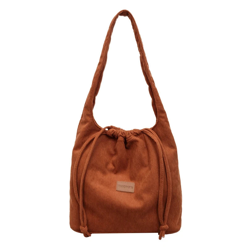 Korean Minimalist Plush Drawstring Tote Bag – Large Capacity Plush Shoulder Tote Bag Nixie