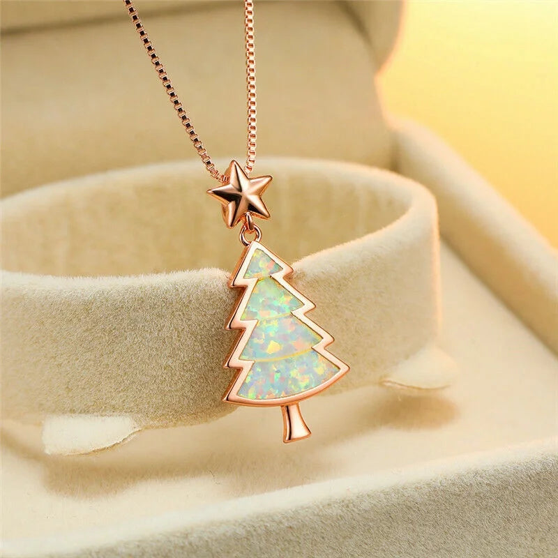 Rainbow Opal Star Tree Pendant Necklace | Mood Tracker Pendant Necklace Nixie