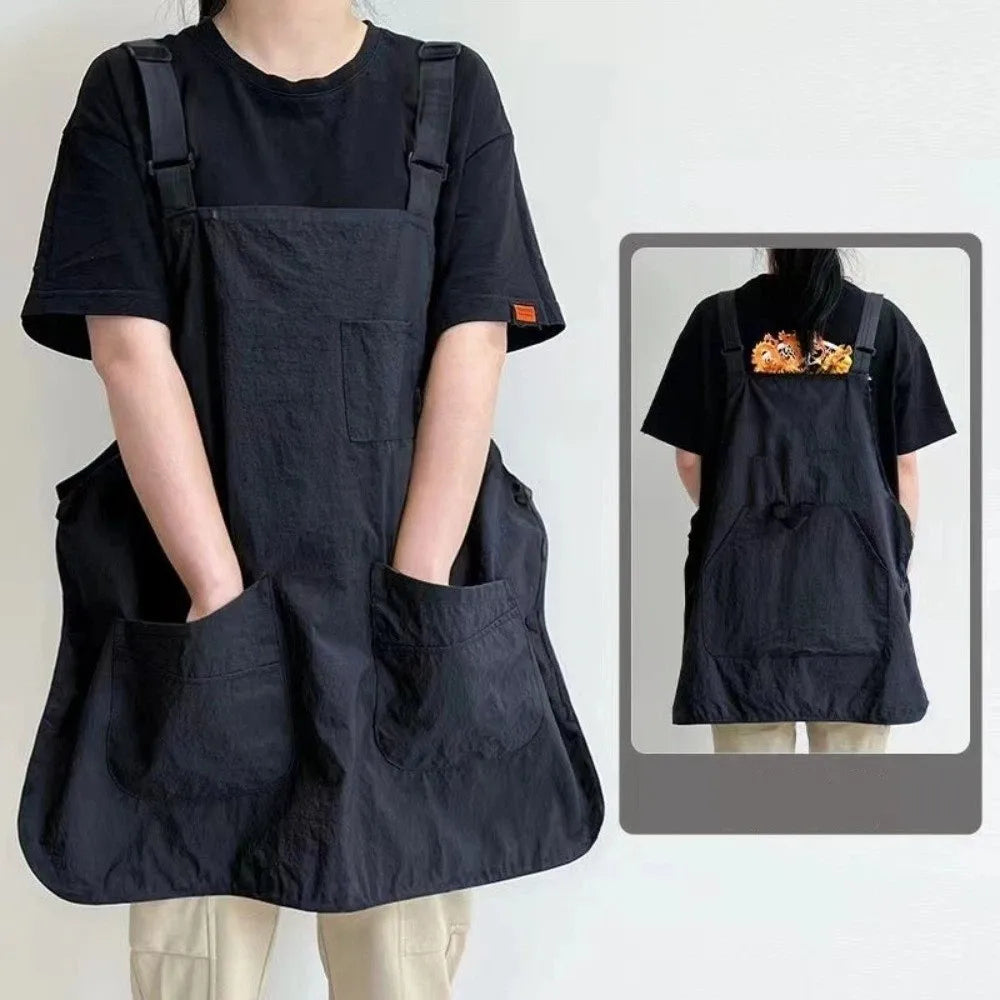 Double-Sided Cotton Kitchen Apron – Unisex Adjustable Chef Apron Kitchen Apron Nixie Black