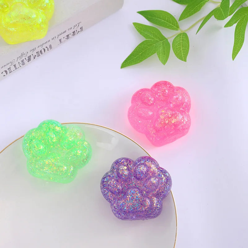 3PCS Kawaii Cat Paw Squishy Squeeze Toys – Jelly Glitter Claws Squishy Squeeze Toy Nixie