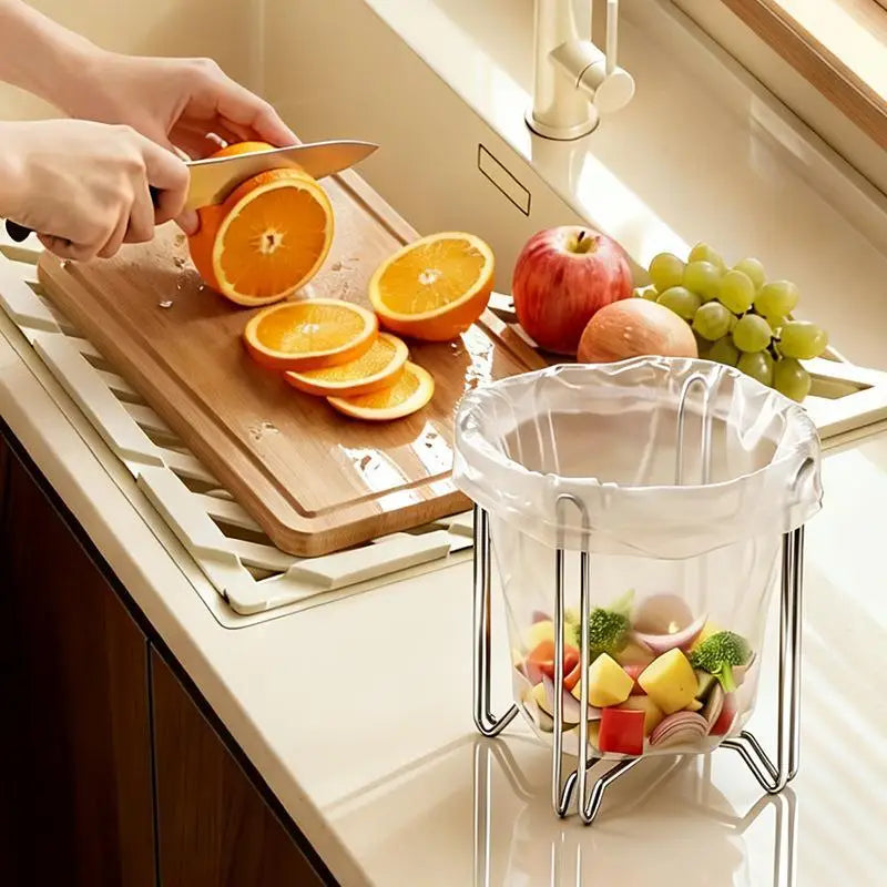 304 Stainless Steel Trash Bag Holder for Kitchen Sink Kitchen Waste Organizer Nixie