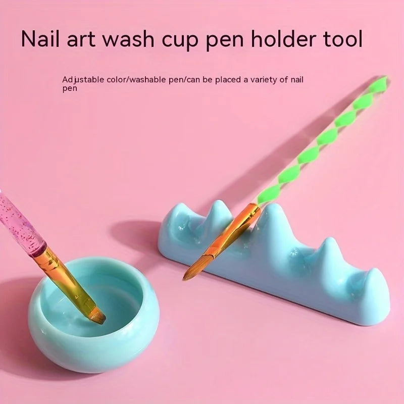 Professional Nail Brush Holder & Acrylic Liquid Powder Cup Set Nail Manicure Tool Set Nixie