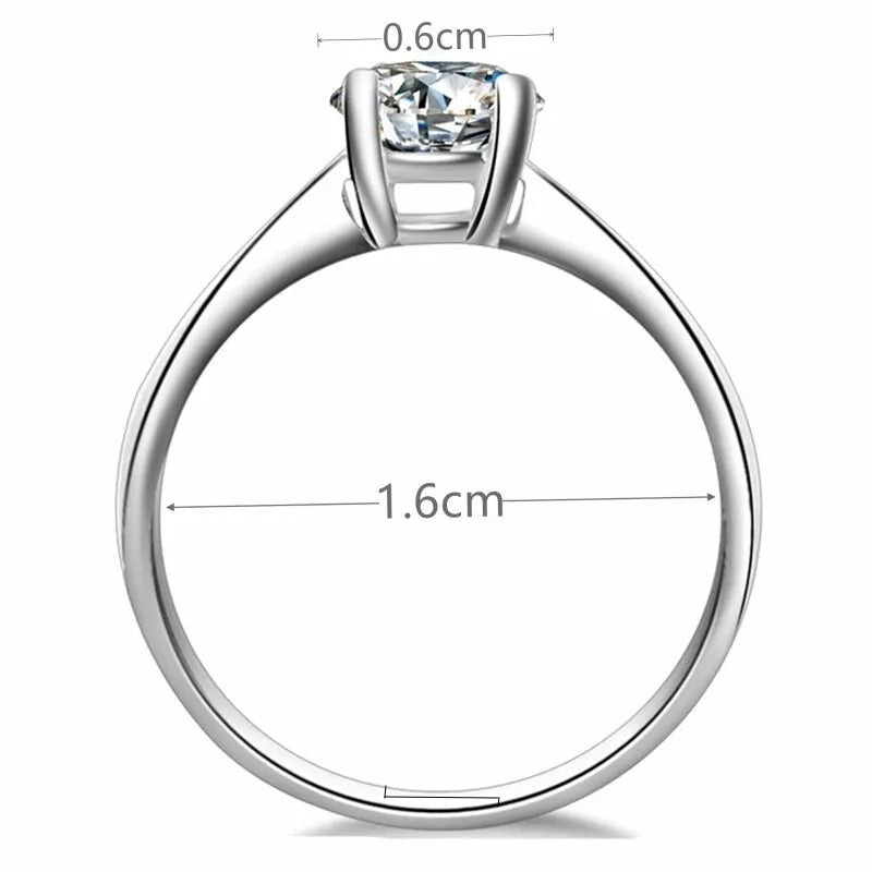 Silver-Tone Four-Claw Glass Zircon Adjustable Ring for Women Fashion Ring Nixie