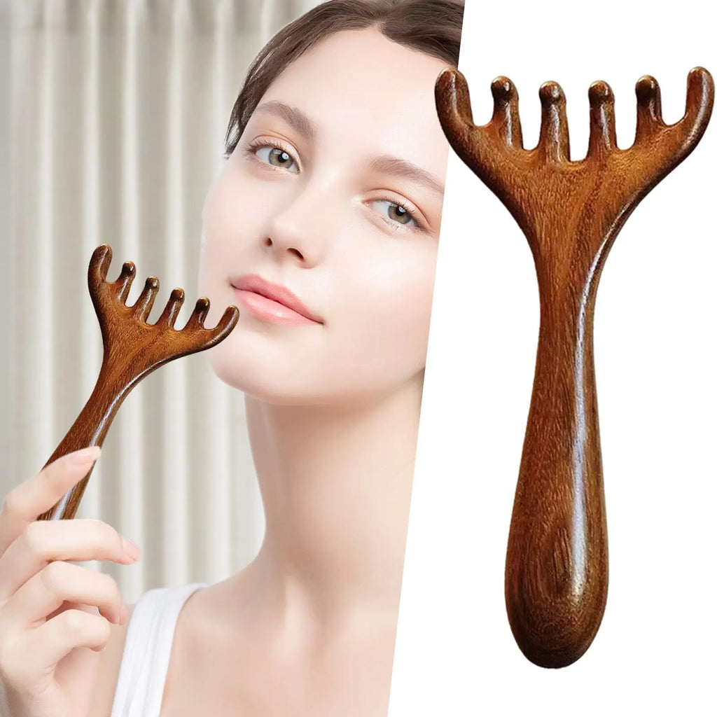 Sandalwood Deer Antler Scalp Massager Gua Sha Comb | Hair Care Scalp Massager Comb Nixie