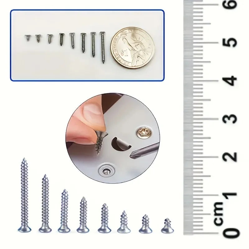 560-Piece M2 Self-Tapping Wood Screw Set – 8 Sizes Kit Screw Assortment Kit Nixie