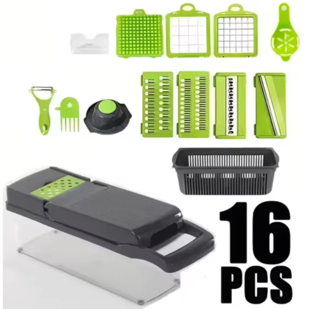 16-in-1 Vegetable Chopper Slicer Dicer Grater – Stainless Steel Vegetable Chopper Slicer Nixie 1SET