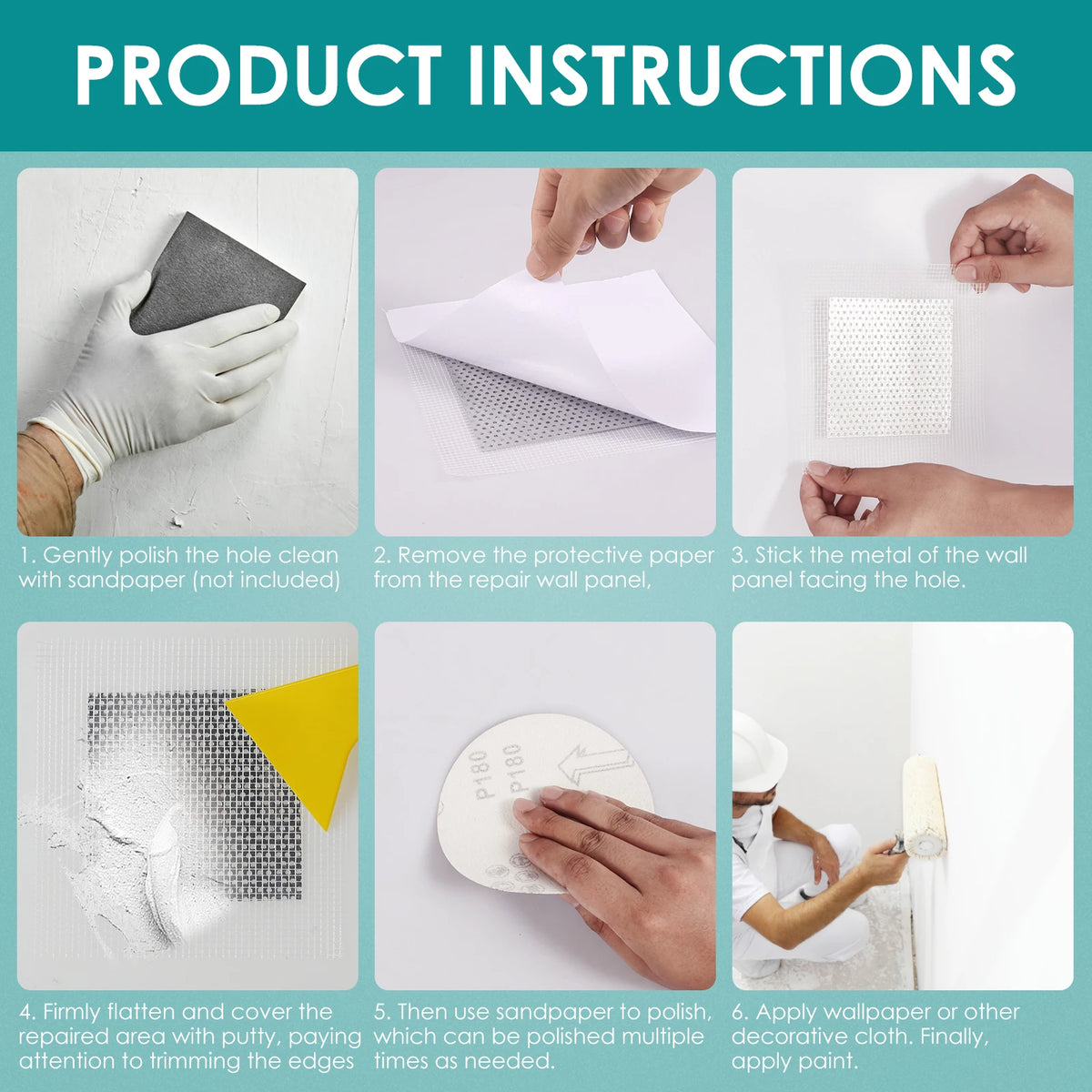21-Pc Drywall Repair Kit – 2/4/6/8 Inch Fiberglass Mesh Patches Drywall Repair Kit Nixie