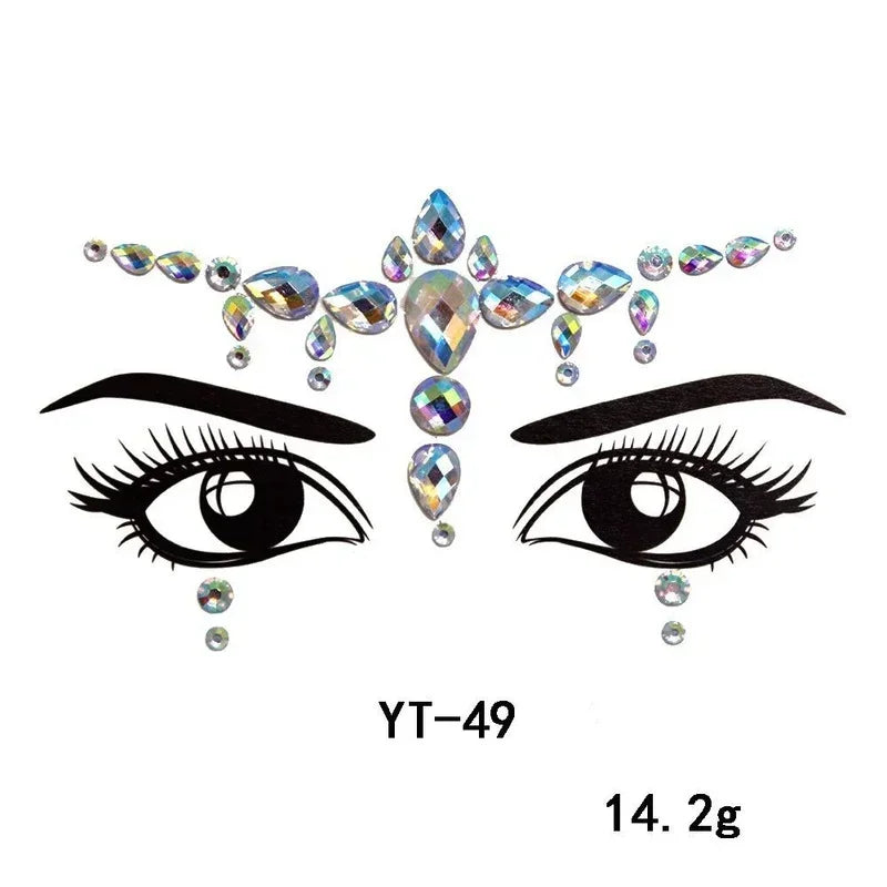 3D Crystal Rhinestone Face Stickers – Festival & Masquerade Face Gem Stickers Nixie