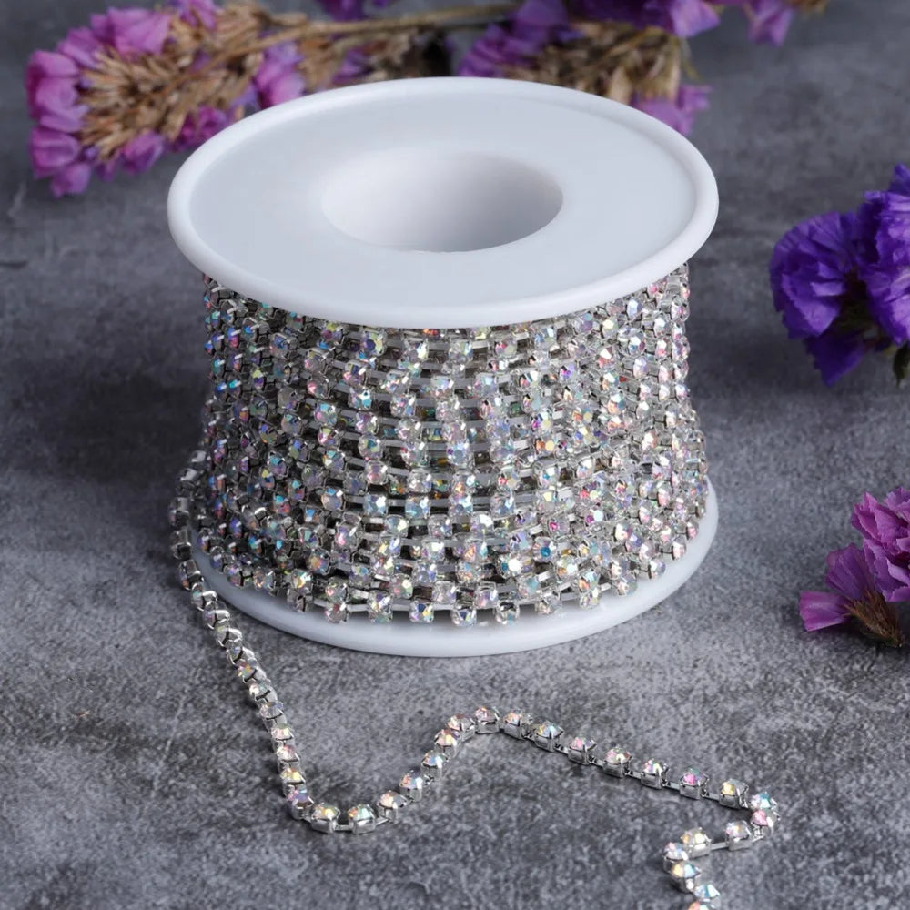 SS16 4mm Crystal Rhinestone Cup Chain Trim 10 Yards DIY Rhinestone Chain Trim Nixie