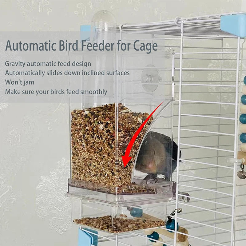 No-Mess Acrylic Parrot Feeder & Water Dispenser with Perch Bird Cage Feeder Nixie