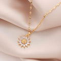 Gold Flower Pendant Necklace with Zirconia for Women Pendant Necklace Nixie Gold plated