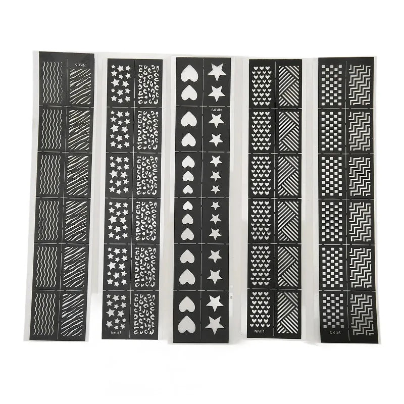 5-Sheet Nail Art Stamping Stencils – Hollow Out Decal Plates Nail Art Stencils Nixie