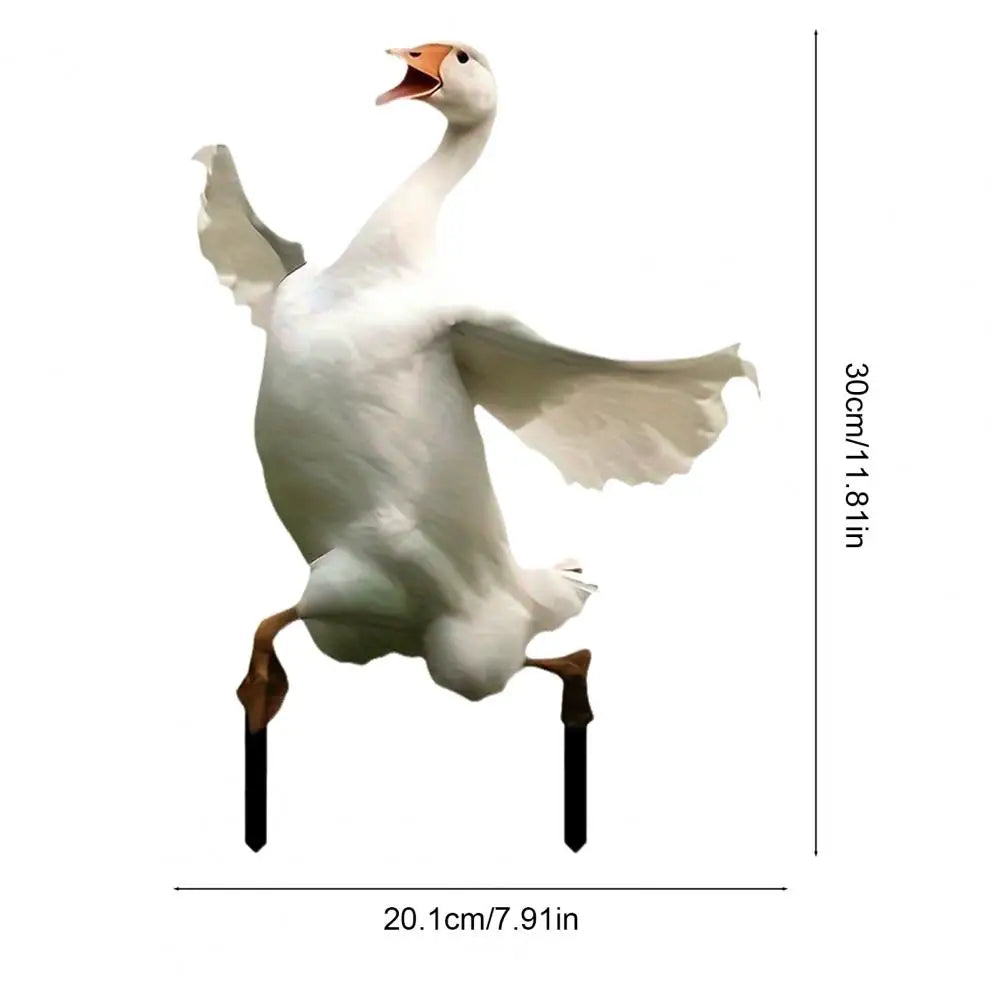 Acrylic 2D White Goose Garden Stake – Funny Lawn Decor Garden Lawn Stake Nixie White
