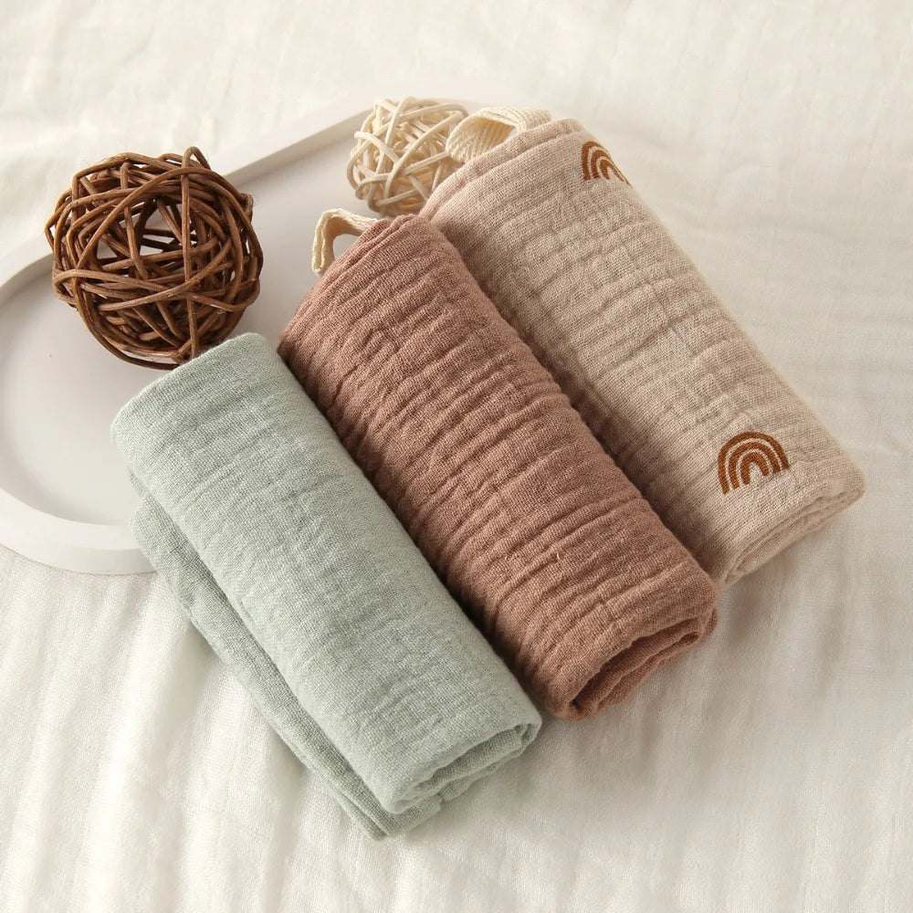 4-Layer Cotton Baby Washcloths – Soft Gauze Burp Cloths 3-5 Pack