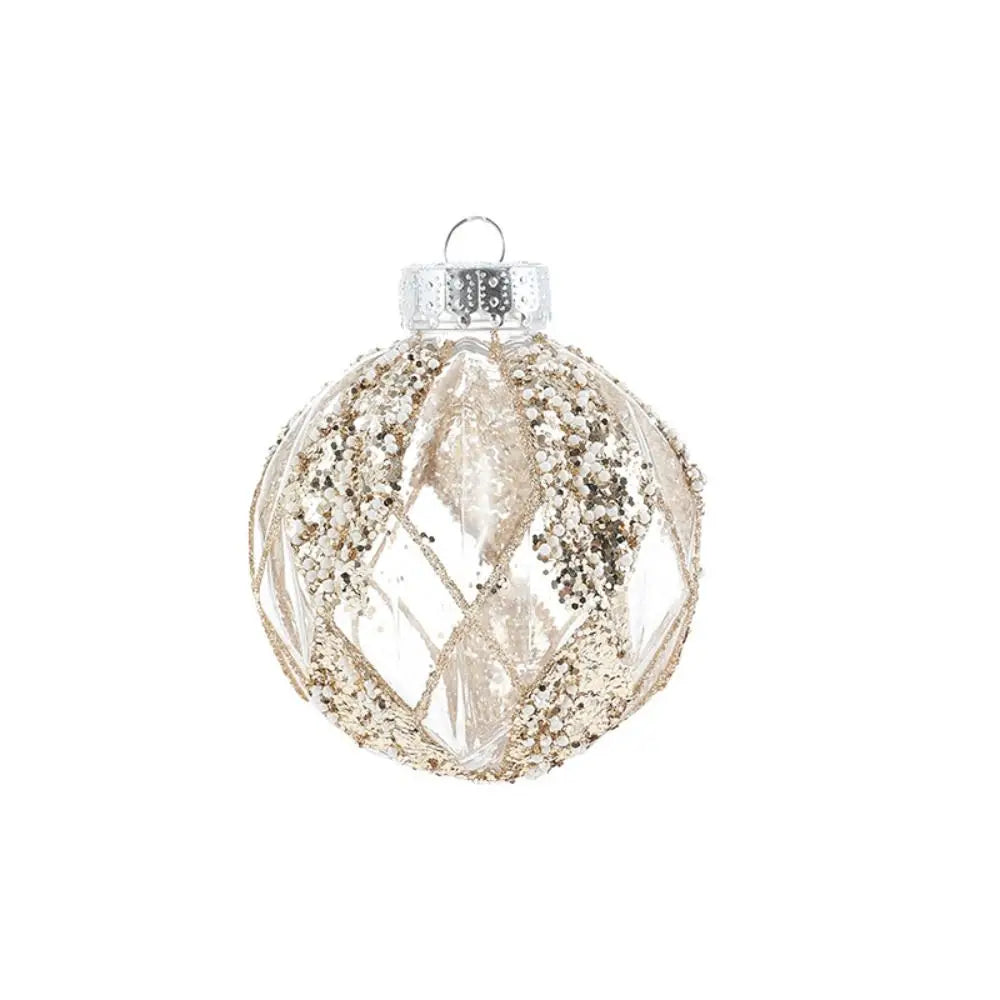 8cm Glitter Gold Border Christmas Ball Ornament – Tree Pendant Christmas Ornament Nixie