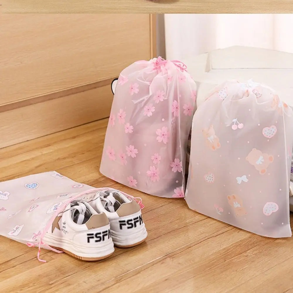 10-Pack Cartoon Drawstring Shoe Bags – Waterproof Organizer