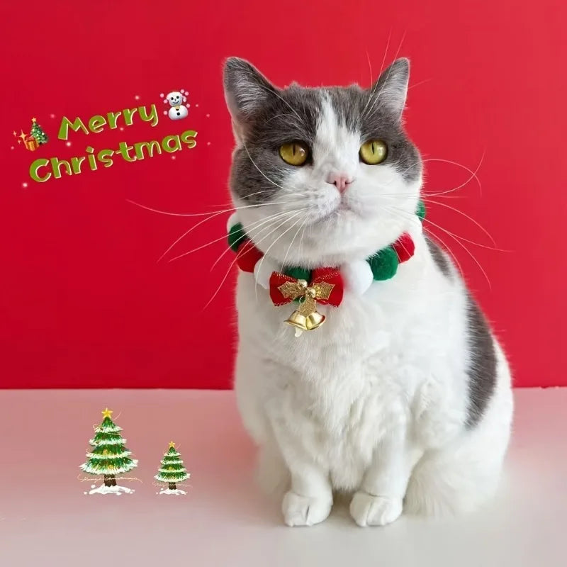 Christmas Dog Bowtie Collar – Adjustable Santa Pet Necktie Dog Bowtie Collar Nixie