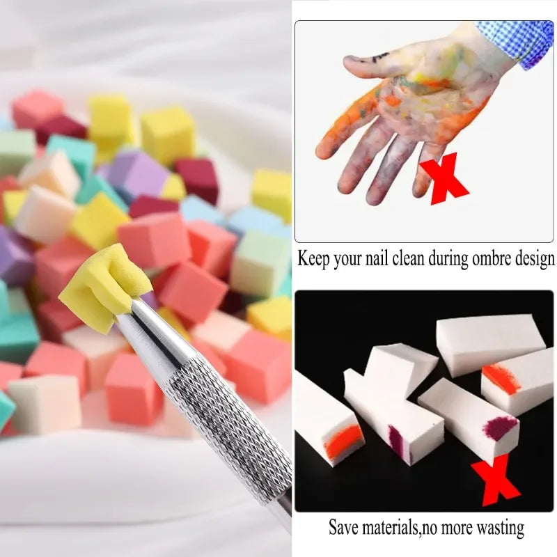 100Pcs Gradient Nail Art Sponges – Ombre Manicure Tool Set Nail Art Sponge Nixie