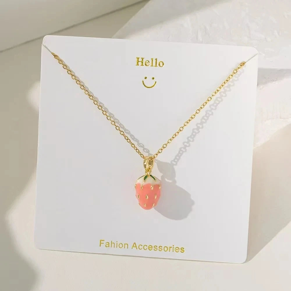 Fruit Copper Pendant Necklace Gold Plated Clavicle Chain Women Pendant Necklace Nixie