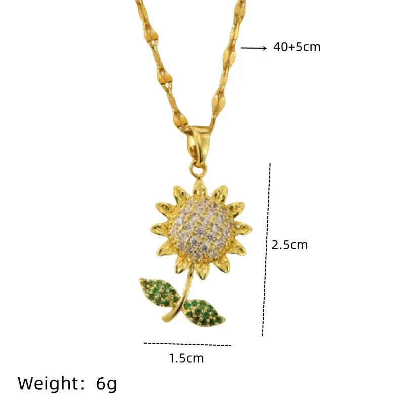 Gold Plated Flower Pendant Collarbone Necklace for Women Pendant Necklace Nixie