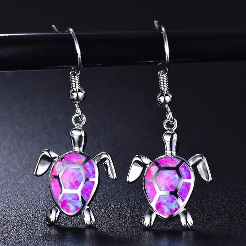 2 Pairs Fire Opal Sea Turtle Drop Earrings for Women | Nixie Drop Earrings Nixie