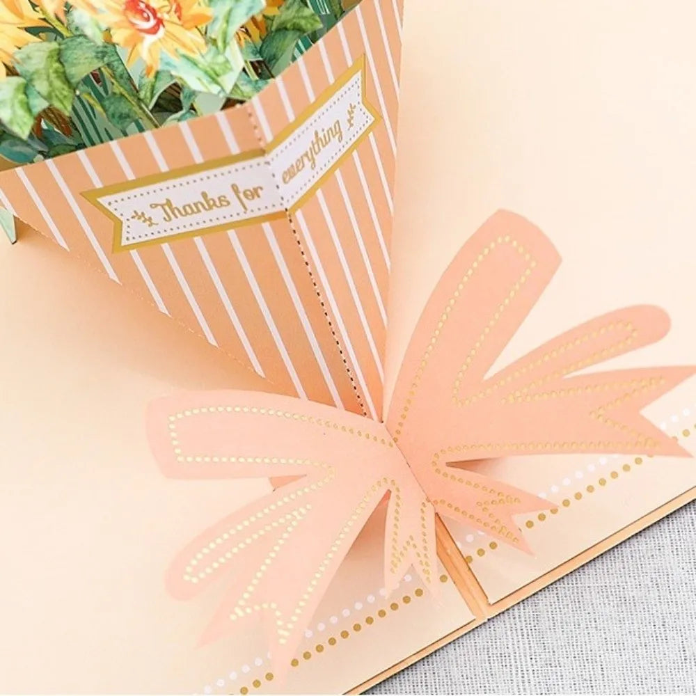 3D Pop-Up Flower Bouquet Greeting Card | Handmade Paper Art Pop-Up Greeting Card Nixie