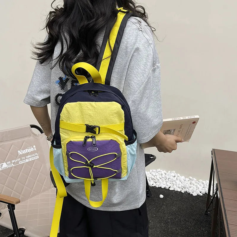 Dopamine Color-Block Backpack – Lightweight Waterproof Nylon Waterproof Backpack Nixie