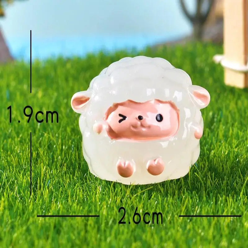 Glow in the Dark Mini Resin Sheep Figurines – 6 Pcs Set Decorative Figurines Nixie