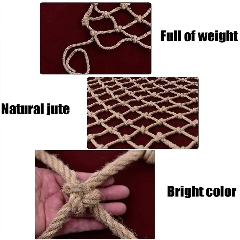 Jute Hemp Rope Climbing Net – Child Safety & Garden Trellis Mesh Rope Safety Net Nixie