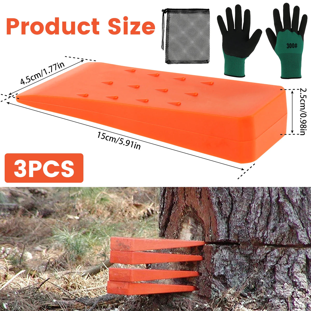 3-Pack Tree Felling Wedges – Chainsaw Logging Wedge Set