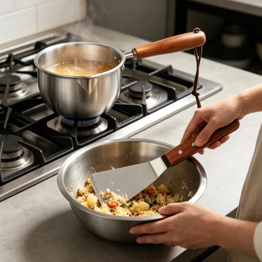 10oz Stainless Steel Pot & Cake Spatula – 2-Piece Kitchen Set Kitchen Tool Set Nixie