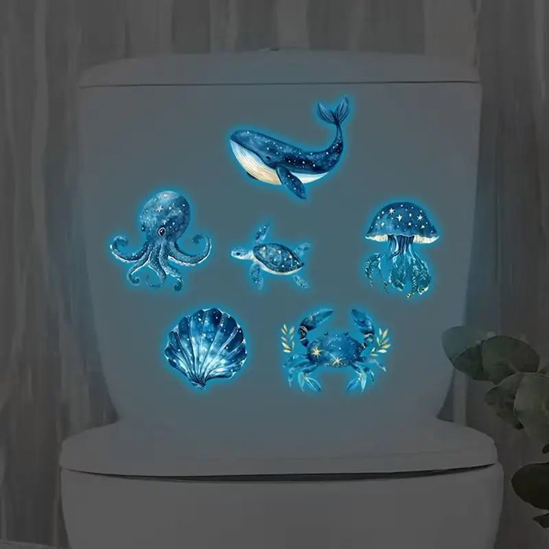 Glow in the Dark Marine Life Wall Stickers & Toilet Decals Wall Decal Sticker Nixie