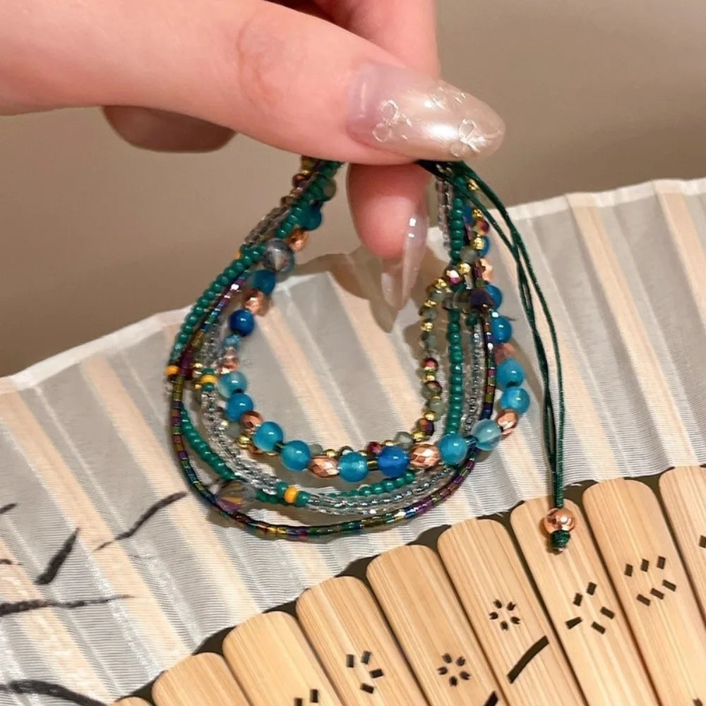 Bohemian Colorful Beaded Bracelet – Stretchy Stackable Bangle Beaded Bracelet Nixie Blue