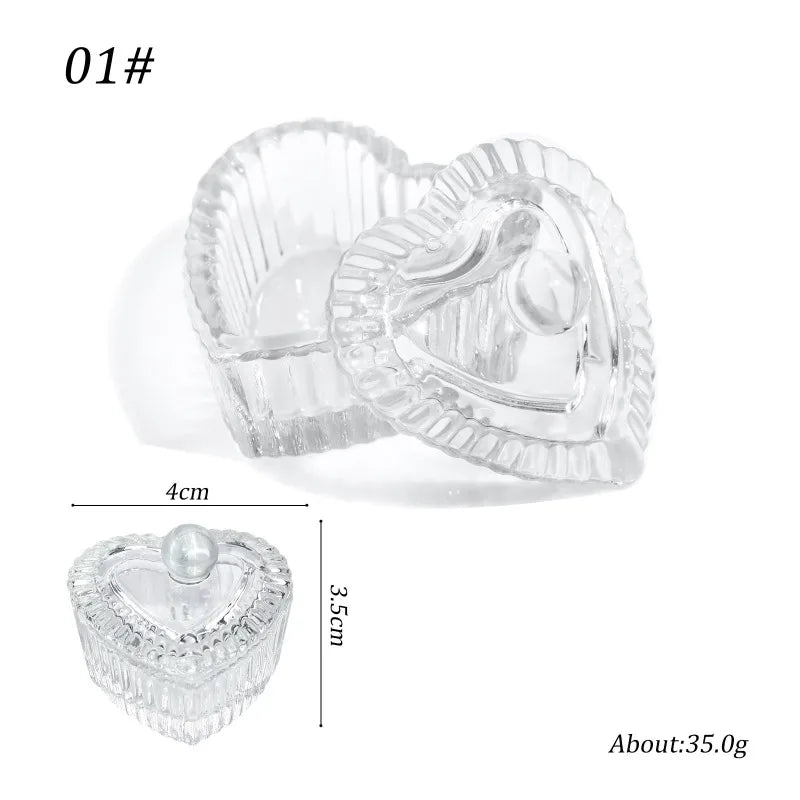 Crystal Glass Heart Dappen Dish – Nail Acrylic Powder Cup Nail Dappen Dish Nixie transparent