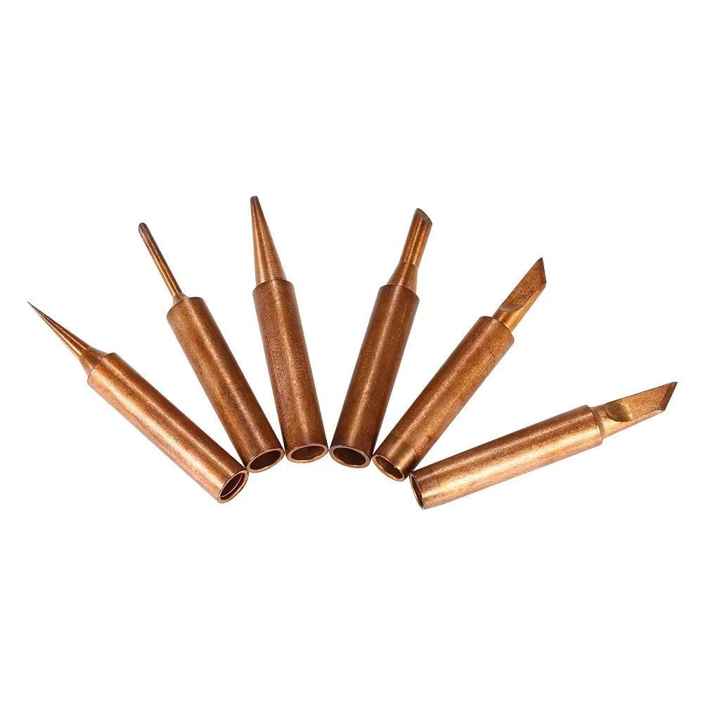 6-Piece 900M-T Pure Copper Lead-Free Soldering Iron Tips Set Soldering Iron Tips Nixie